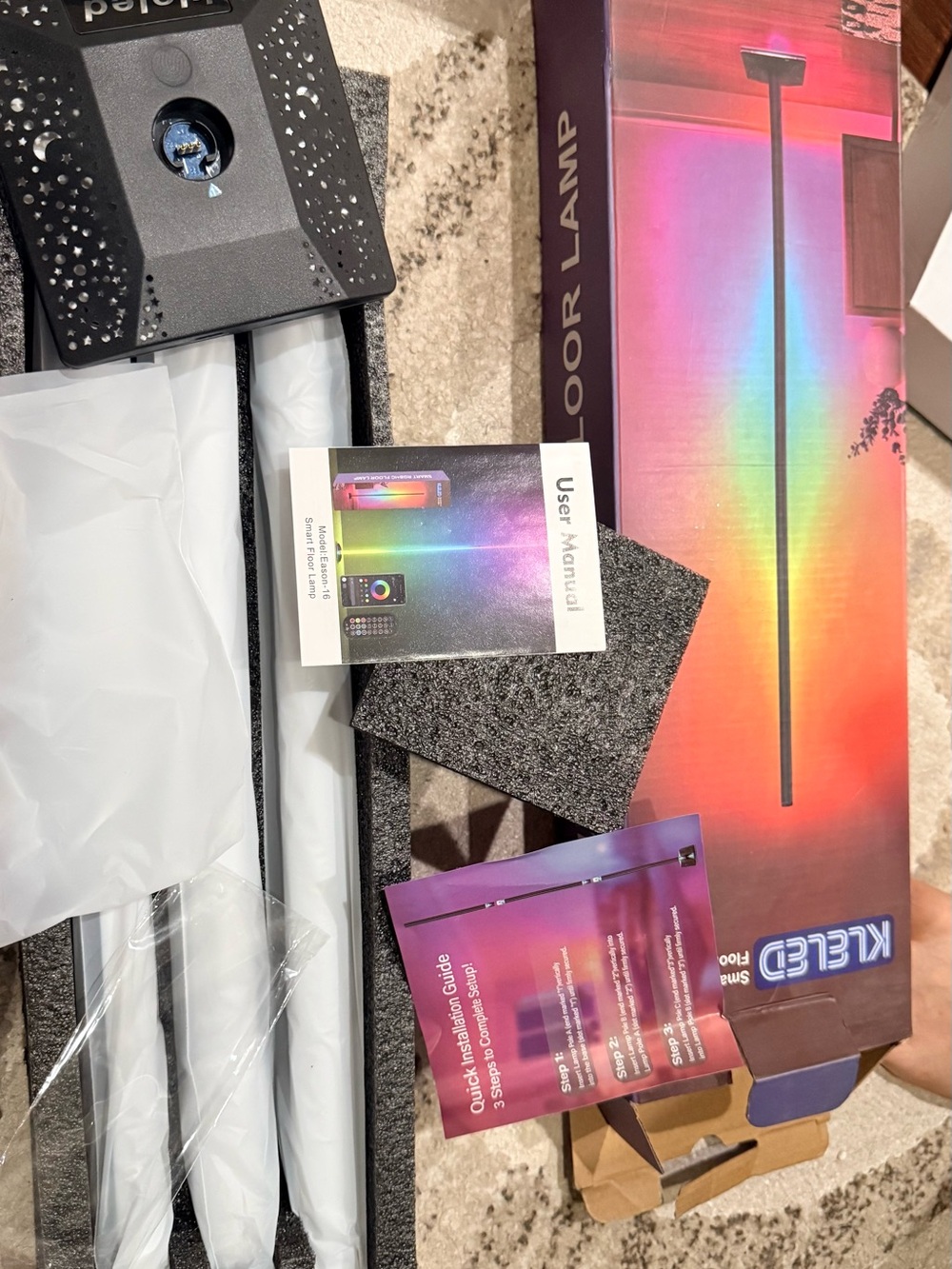 KLELED Smart Floor Lamp RGB LED Light - Black